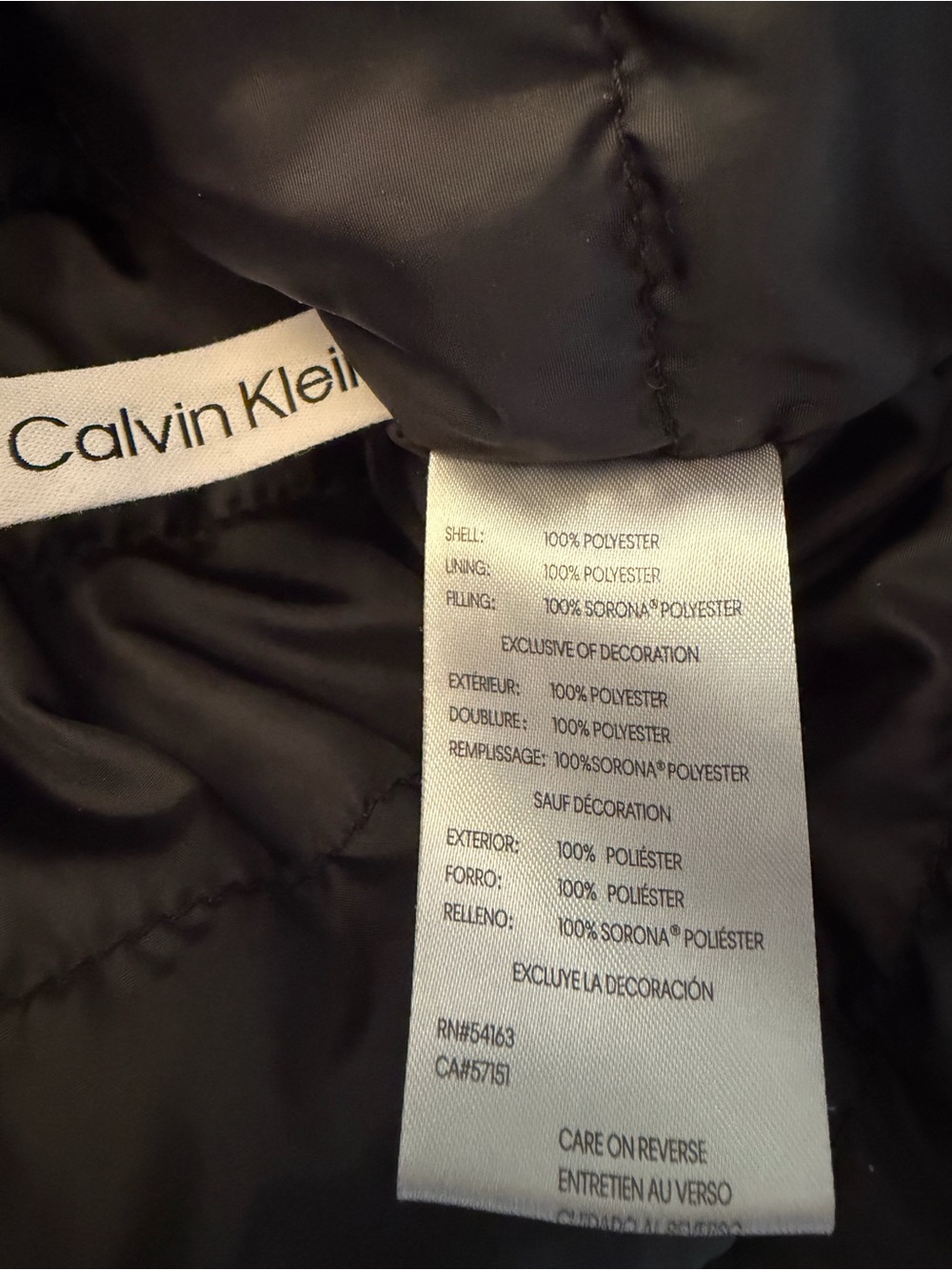 Calvin Klein Beige Hooded Puffer Style Jacket with Black Lining - Picture 3 of 3